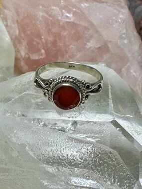 Carnelian Sterling Silver Gemstone Ring - Red